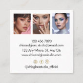 Modern Rose Gold Quartz Beauty Salon スクエア名刺 (裏面)