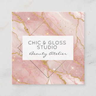 Modern Rose Gold Quartz Beauty Salon スクエア名刺