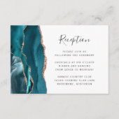 Modern Rose Gold Silver Agate Wedding Reception エンクロージャーカード (正面)