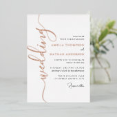 Modern Rose Gold Wedding  箔招待状 (立ち正面)
