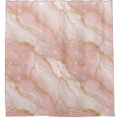 Modern Rose Quartz Marble Gold シャワーカーテン (正面)