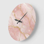 Modern Rose Quartz Marble Gold ラージ壁時計 (傾斜)