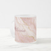 Modern Rose Quartz Marble Gold Glitter フロストグラスマグカップ (正面左)
