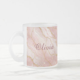 Modern Rose Quartz Marble Gold Glitter フロストグラスマグカップ