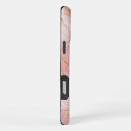 Modern Rose Quartz Marble Gold iPhoneケース (右側面)