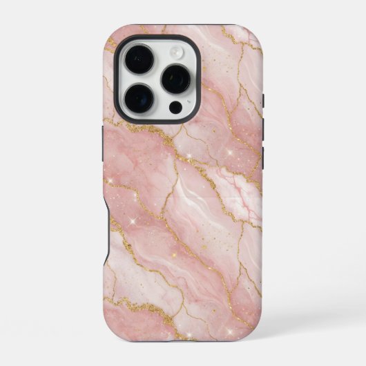Modern Rose Quartz Marble Gold iPhoneケース (裏面)