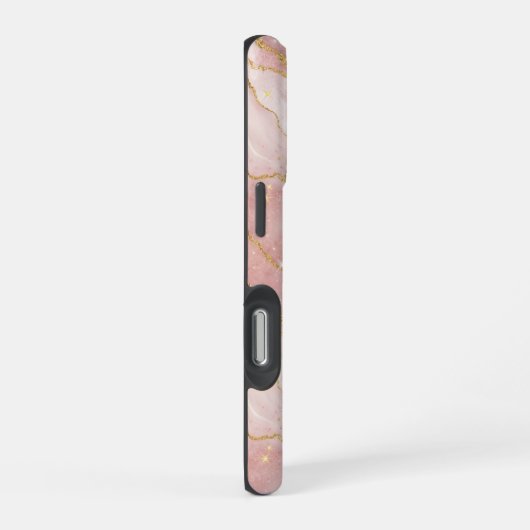 Modern Rose Quartz Marble Gold iPhoneケース (右側面)