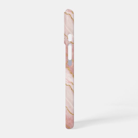 Modern Rose Quartz Marble Gold iPhone 16ケース (左側面)