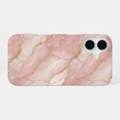 Modern Rose Quartz Marble Gold iPhone 16ケース (裏面横)