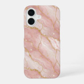 Modern Rose Quartz Marble Gold iPhone 16ケース (裏面)