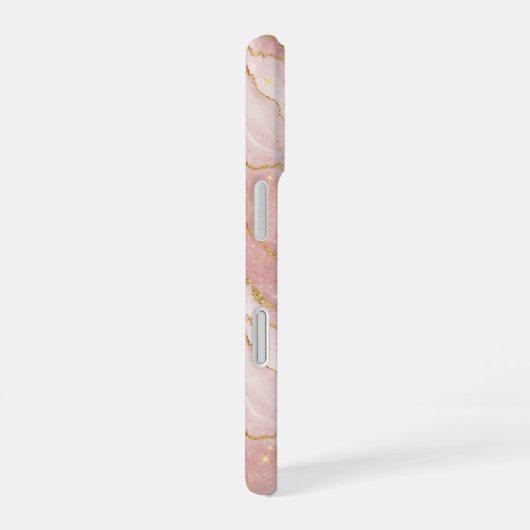 Modern Rose Quartz Marble Gold iPhone 16ケース (右側面)