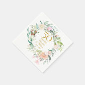 Modern Roses Garland Floral 50th Anniversary スタンダードカクテルナプキン (角)