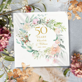 Modern Roses Garland Floral 50th Anniversary スタンダードカクテルナプキン