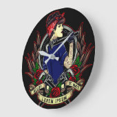 Modern Rosie Tattoo's Women's ラージ壁時計 (傾斜)
