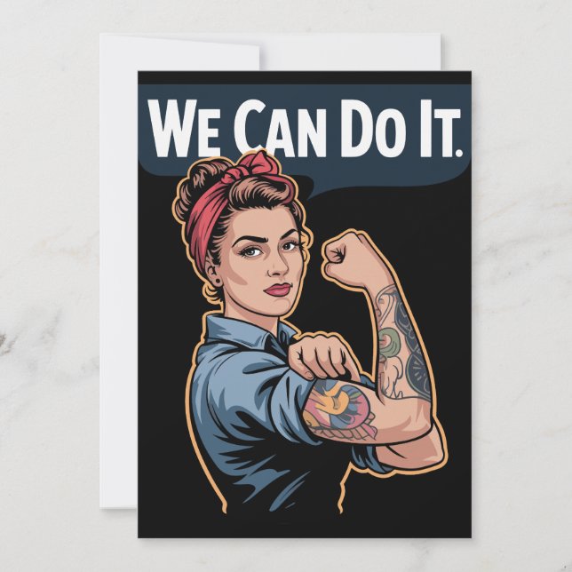Modern Rosie the Riveter Tattooed Mom - We Can Do  (正面)