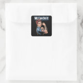 Modern Rosie the Riveter Tattooed Mom - We Can Do スクエアシール (バッグ)