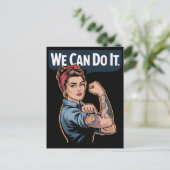 Modern Rosie the Riveter Tattooed Mom - We Can Do ポストカード (スタンド正面)