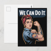 Modern Rosie the Riveter Tattooed Mom - We Can Do ポストカード (正面/裏面)