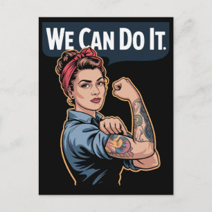 Modern Rosie the Riveter Tattooed Mom - We Can Do ポストカード