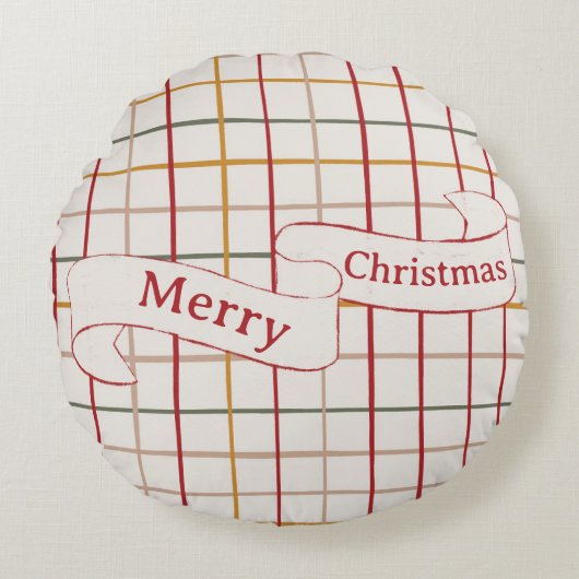 Modern Round Christmas Pillow – Minimalist Holiday ラウンドクッション (正面)