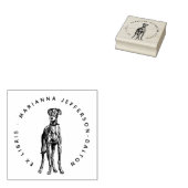 Modern Round Ex Libris Greyhound Dog Book ラバースタンプ (押印)