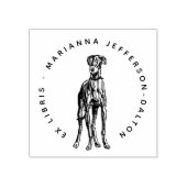 Modern Round Ex Libris Greyhound Dog Book ラバースタンプ (インプリント)