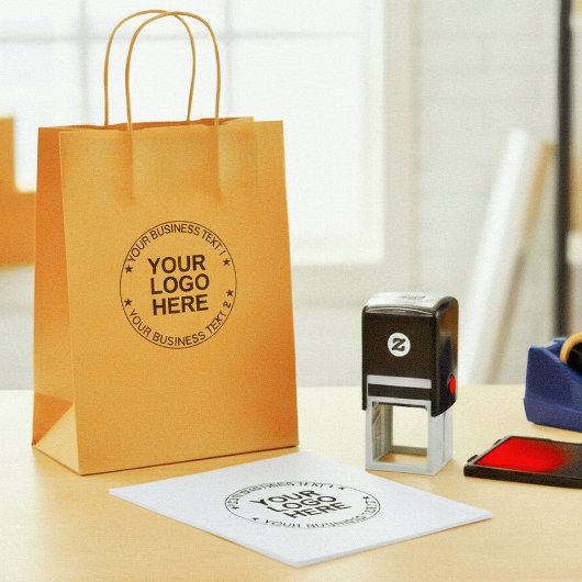 Modern Round Logo Stamp. Custom Business Text Seal セルフインキングスタンプ