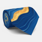 Modern Royal Blue Gold Marble Collection ネクタイ (ロール)