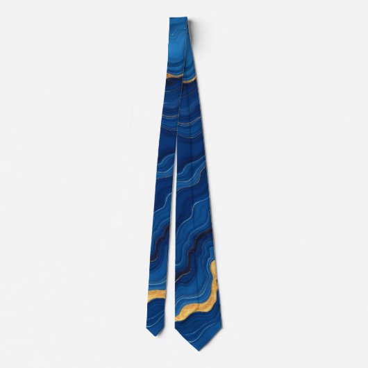 Modern Royal Blue Gold Marble Collection ネクタイ (裏面)