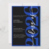 Modern Royal Blue Typography Grad Announcement 招待状 (正面)