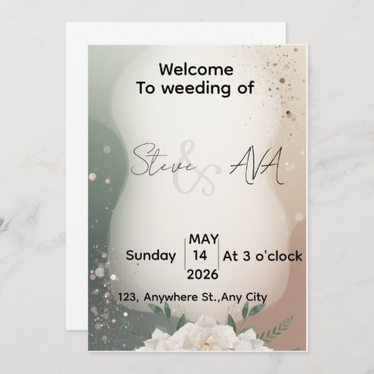 Modern Royal Wedding Invitation  Luxury Elegant D 招待状 (正面/裏面)