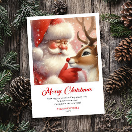 Modern Rudolph Santa Claus Humor Christmas Greetin シーズンカード