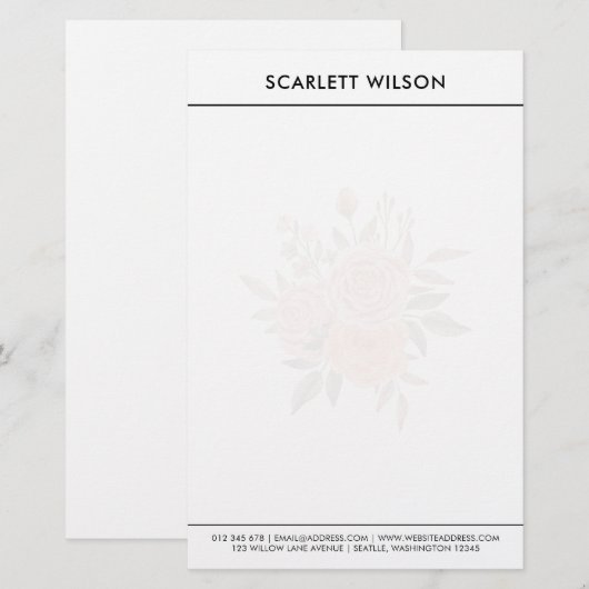 Modern Rust & Emerald Flowers Personalized  便箋 (正面/裏面)