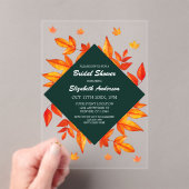 Modern Rustic Autumn Leaves Bridal Shower アクリル招待状 (インサイチュ (ポータブル))