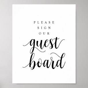 Modern Rustic Black Wedding Our Guest Board Poster ポスター