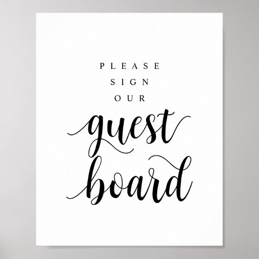 Modern Rustic Black Wedding Our Guest Board Poster ポスター (正面)