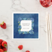 Modern Rustic Blue Hydrangeas Floral Wedding スタンダードカクテルナプキン (インサイチュ)