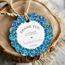 Modern Rustic Blue Hydrangeas Floral Wedding フェイバータグ