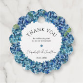 Modern Rustic Blue Hydrangeas Floral Wedding フェイバータグ (裏面)