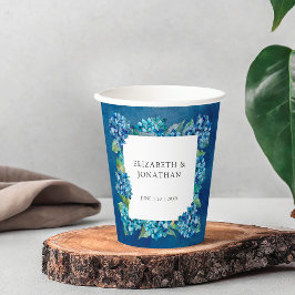 Modern Rustic Blue Hydrangeas Floral Wedding 紙コップ