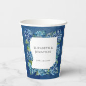 Modern Rustic Blue Hydrangeas Floral Wedding 紙コップ (裏面)