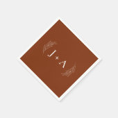 Modern Rustic Chic Botanical Monogram Wedding スタンダードカクテルナプキン (角)