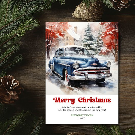 Modern rustic Christmas scene watercolor festive  シーズンカード