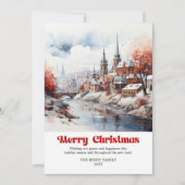 Modern rustic Christmas scene watercolor holiday   シーズンカード (正面)