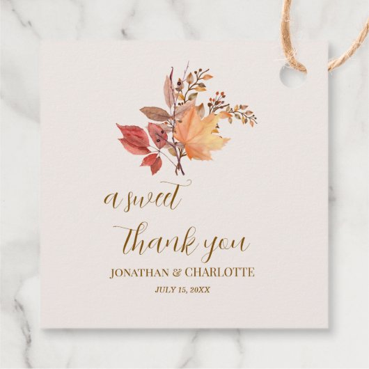 Modern Rustic Fall Boho Flower Wedding フェイバータグ (裏面)