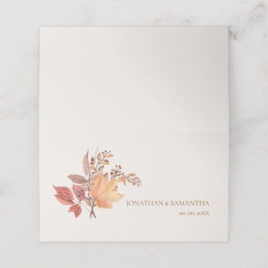 Modern Rustic Fall Boho Flower Wedding プレイスカード (外部開封)