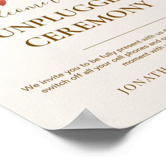 Modern Rustic Fall Boho Flower Wedding  ポスター (角)