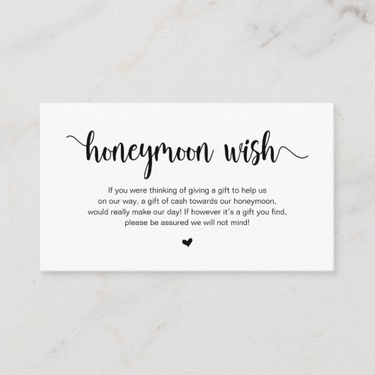 Modern Rustic Farm, Black Script, Honeymoon Wish エンクロージャーカード (正面)