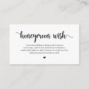 Modern Rustic Farm, Black Script, Honeymoon Wish エンクロージャーカード