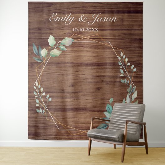 Modern Rustic Floral Wedding Backdrop タペストリー (インサイチュ)
